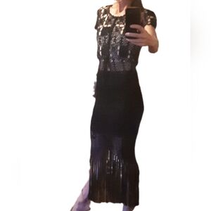 Vintage crochet fringe skirt